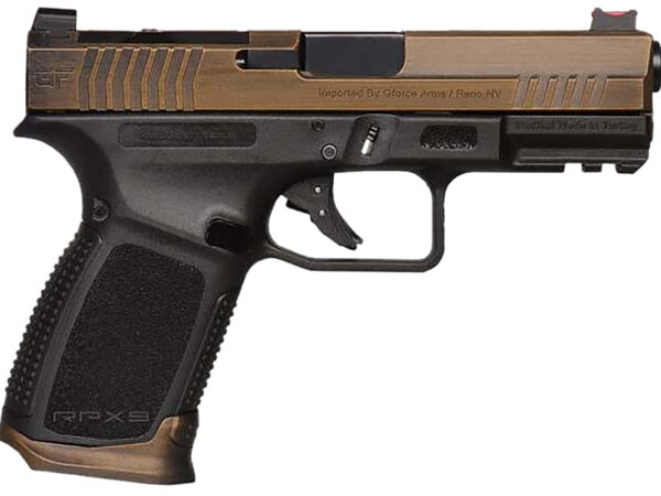 Gforce Arms GFRPX3C9BT Exodus  9mm Luger 15+1 4.02" Black Steel Barrel, Bronze Cerakote Serrated Steel Slide, Black Cerakote Polymer Frame w/Accessory Rail, Black Textured Grip