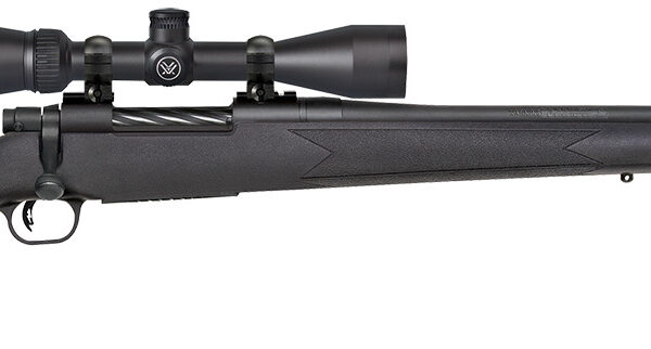 Mossberg 28249 Patriot w/Optic 7mm PRC 3+1 24" Matte Blued Threaded Barrel, Matte Blued Drilled & Tapped Receiver, Fixed Black Synthetic Stock, Vortex Crossfire II 3-9x40mm