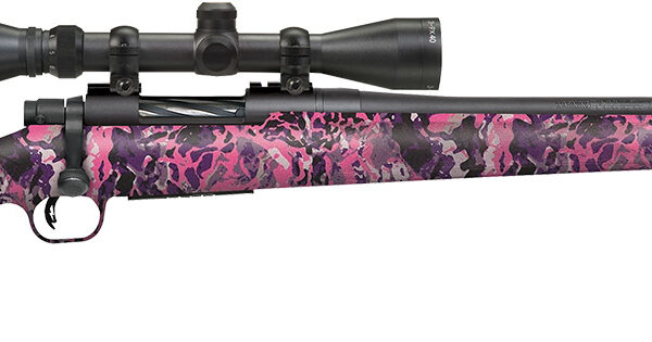 Mossberg 28258 Patriot Super Bantam w/Optic 350 Legend 4+1 22" Matte Blued Fluted Threaded Barrel, Matte Blued Drilled & Tapped Receiver, Adj LOP Muddy Girl Wild Synthetic Stock, 3-9x40mm Duplex