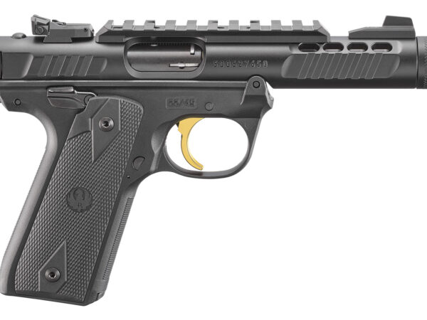 Ruger 43956 Mark IV 22/45 Lite 22 LR 10+1 4.40" Stainless Threaded Barrel, Black Anodized Serrated Slide w/Picatinny, Black Anodized Polymer Frame, Black Checkered 1911-Style Grip