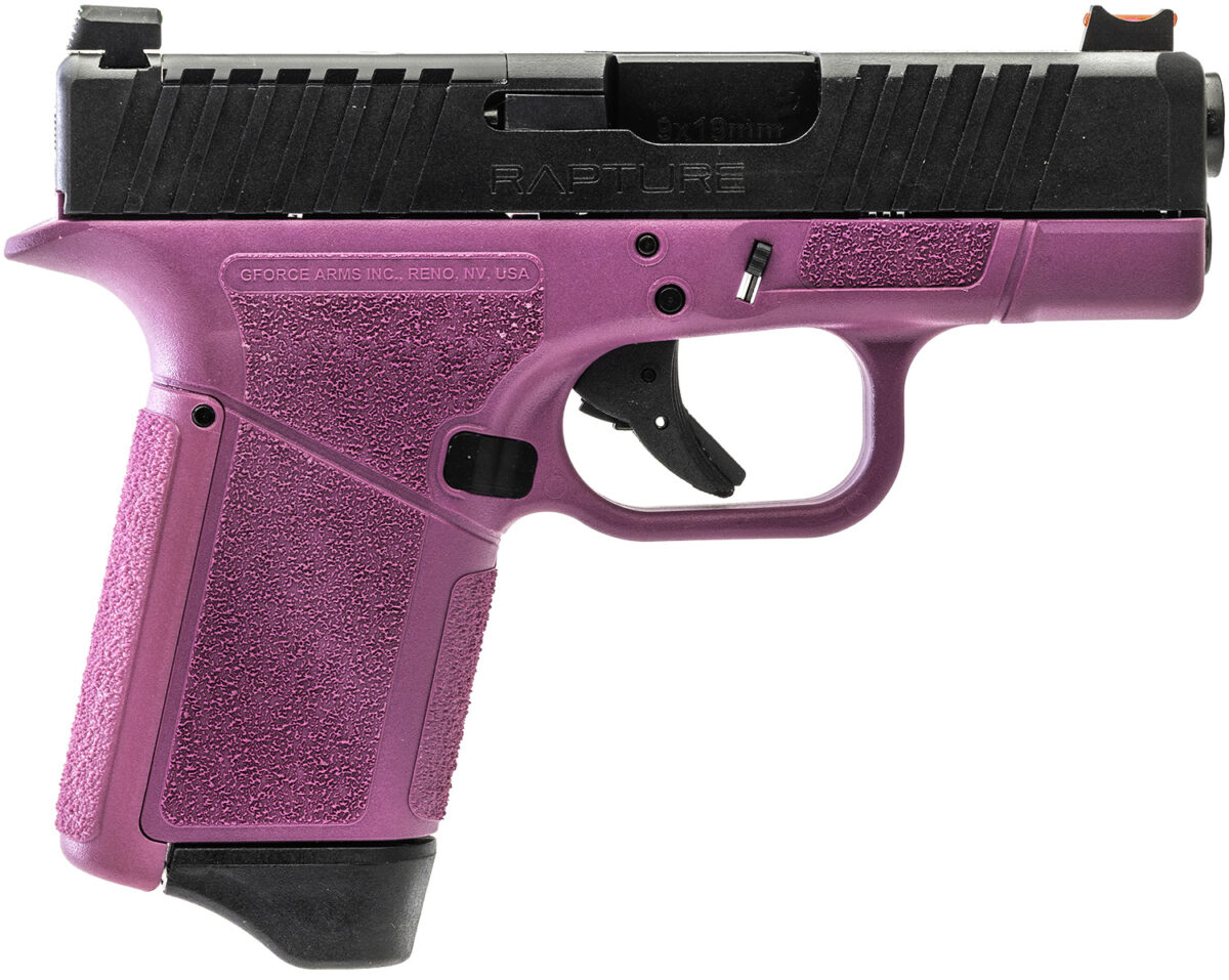 Gforce Arms GF932512PIB Rapture Sub-Compact Frame 9mm Luger 12+1 3.25" Black Steel Barrel, Black Steel Optic Cut/Serrated Slide, Pink Cerakote Polymer Frame, Shield RMSc/RMR Footprint 1 180943