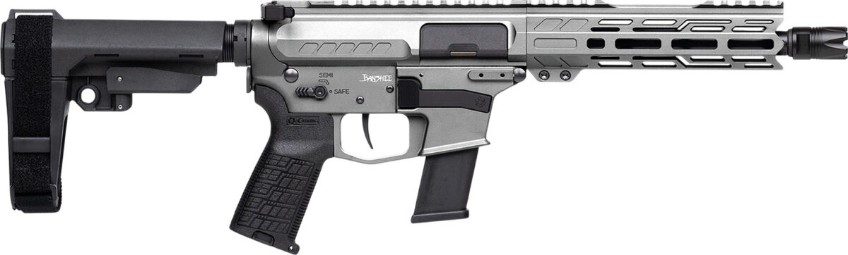 CMMG 45A890FTNG Banshee FE MkG 45 ACP 13+1 8" Black Nitride Threaded Barrel, M-LOK Handguard, Titanium Cerakote Aluminum Receiver w/Picatinny Rail, Black Polymer CMMG RipBrace, CMMG Zeroed Grip 1 184134