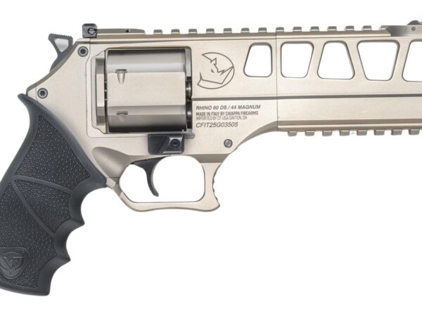 Chiappa Firearms 340351 60DS L Frame 44 Mag 6 Shot 6" Nickel Steel Barrel & Cylinder, Nickel Alloy Frame, Black Hogue Rubber Grip