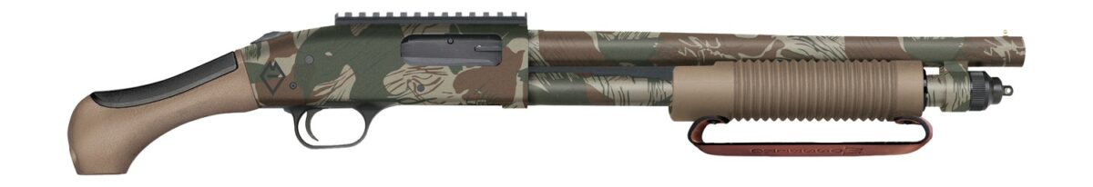 Mossberg 50632 590 AfterShock 12 Gauge 5+1 14.38" Rhodesian Brushstroke Camo Barrel & Receiver w/Picatinny Rail, FDE Aftershock Grip 1 192570