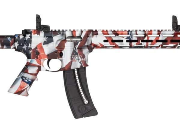 Smith & Wesson 14714 M&P15-22 Sport Flag 22 LR 25+1 16.50" Black Threaded Barrel, US Flag Cerakote Polymer Receiver w/Picatinny Rail, M-LOK Handguard, US Flag 6 Position CAR Polymer & AR Polymer Grip