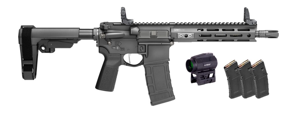 Springfield Armory STV995300BV2SBA3PAC SAINT Victor Gear Pac 300 Blackout 30+1 9.50" Black Nitride Threaded Barrel, Black Hardcoat Anodize Aluminum Receiver w/ Rail, M-LOK Handguard, Black Polymer SB 1 195238