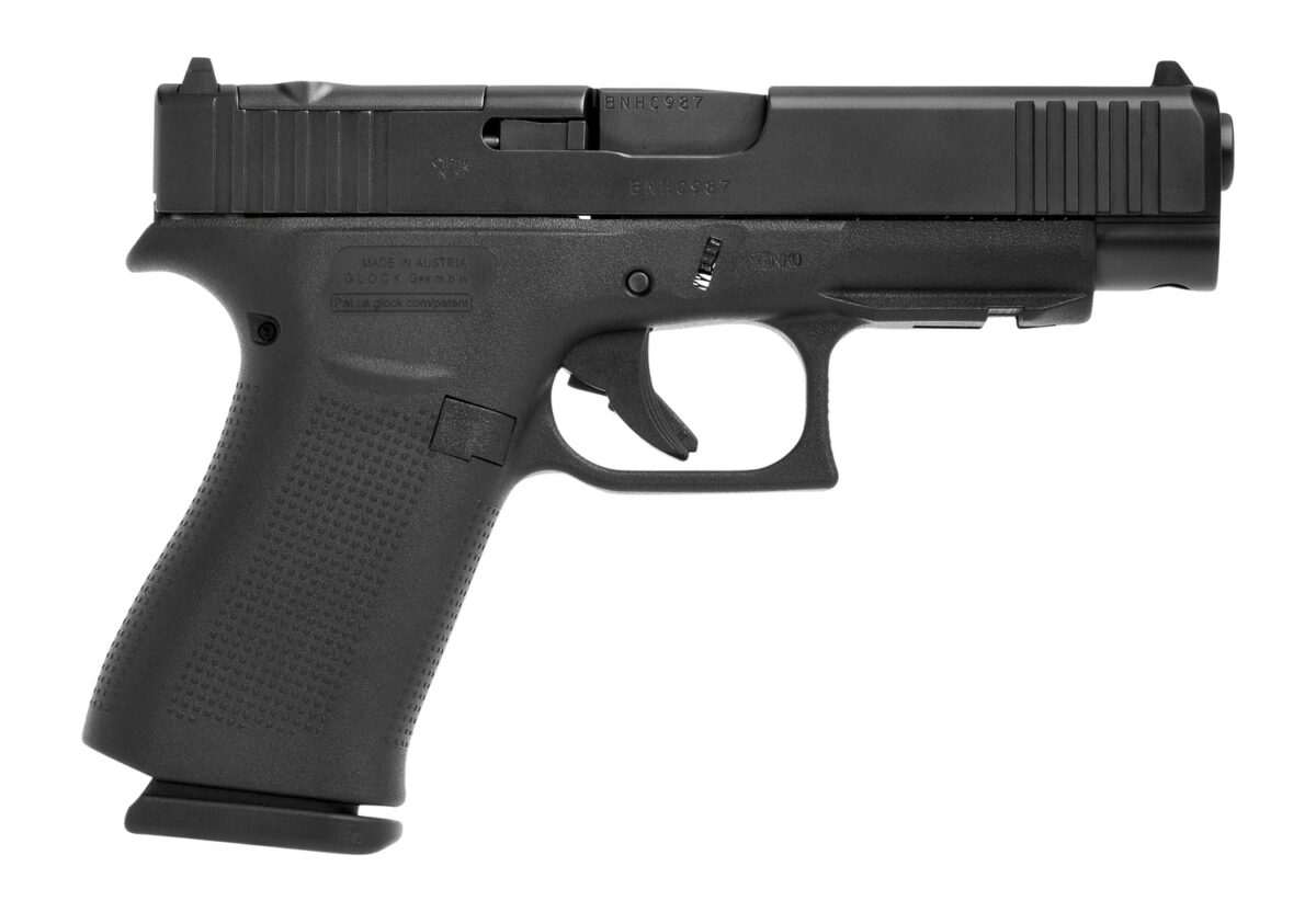 Glock PA4850203FRMOS G48 MOS Slim Compact 9mm Luger 15+1 4.17" Black GMB Barrel, Black nDLC Optic Ready/Serrated Steel Slide, Black Polymer Frame w/Beavertail & Front Rail, Black Textured Polymer Grip 1 195516