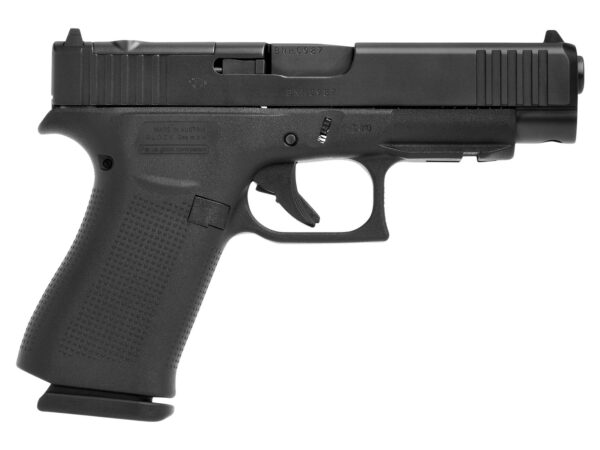 Glock PA4850203FRMOS G48 MOS Slim Compact 9mm Luger 15+1 4.17" Black GMB Barrel, Black nDLC Optic Ready/Serrated Steel Slide, Black Polymer Frame w/Beavertail & Front Rail, Black Textured Polymer Grip