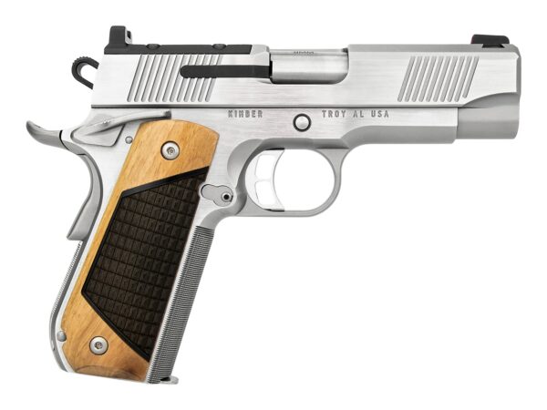 Kimber Mfg, Inc 3500405 Next Generation Pro 9mm Luger 9+1 4" Stainless Crowned Bull Barrel, Matte Stainless Steel Optic Ready/Serrated Slide, Matte Stainless Steel Frame w/Beavertail, Black Walnut w/G