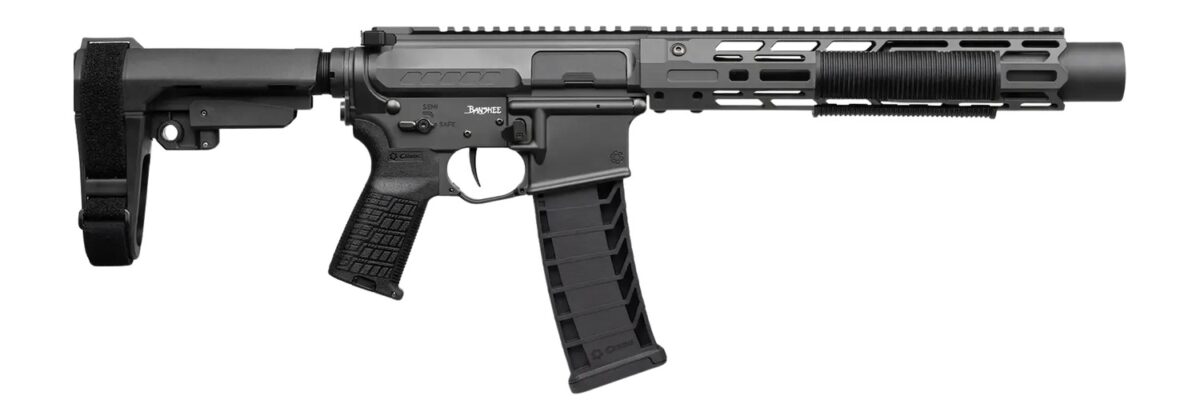 CMMG 94A68CD-TNG Zeroed Banshee Mk4 9mm Luger 33+1 6.50" Black Nitride Threaded Barrel, Tungsten Cerakote Aluminum Receiver w/Picatinny Rail, M-LOK Handguard, Black Polymer CMMG RipBrace, CMMG Zeroed 1 198240
