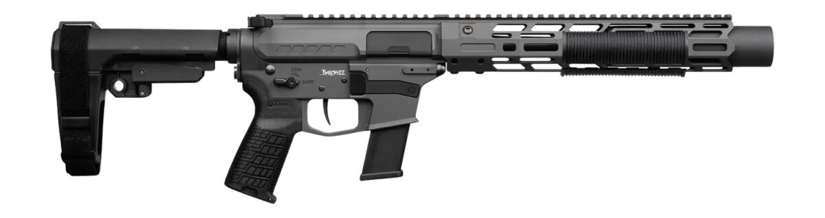 CMMG 45AEA70-TNG MkG 45 ACP 13+1 6.50" Black Nitride Threaded Barrel. Tungsten Cerakote Aluminum Receiver w/Picatinny Rail, M-LOK Handguard, Black Polymer CMMG RipBrace, CMMG Zeroed Grip, Ambidextrous 1 198252