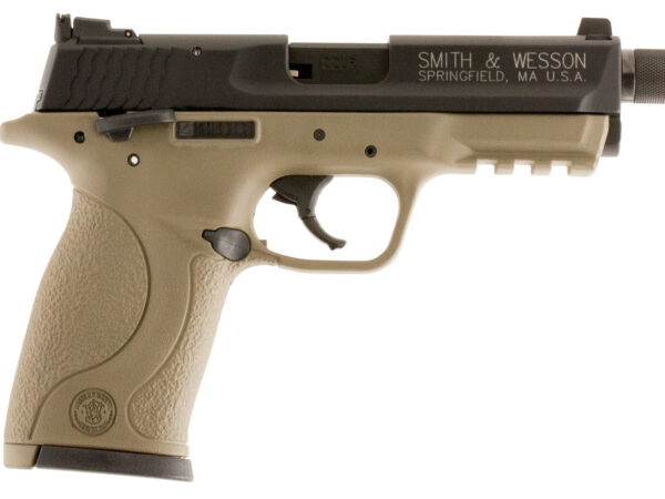 Smith & Wesson 10242 M&P  Compact Frame 22 LR 10+1 3.60" Black Steel Threaded Barrel & Serrated Slide, Flat Dark Earth Cerakote Polymer Frame w/Picatinny Rail, Ambidextrous