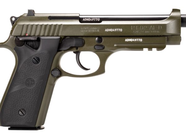 Taurus 1-92015T-H 92  Full Size 9mm Luger 17+1 5" Matte Black Stainless Steel Barrel, OD Green Cerakote Alloy Steel Serrated Slide, OD Green Cerakote Aluminum Frame w/Beavertail & Picatinny Rail, Blac
