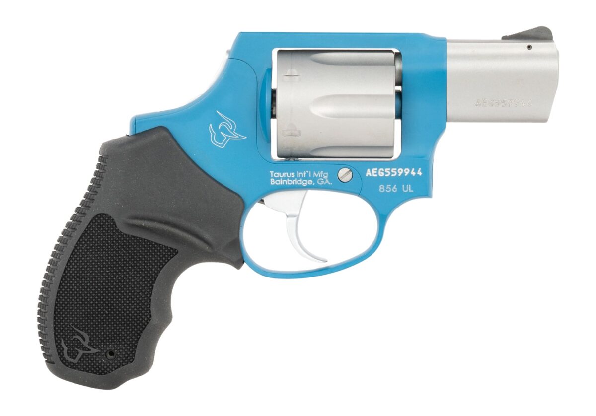 Taurus 2-85629ULC23CH 856 Ultra-Lite Small 38 Special +P 6 Shot 2" Matte Stainless Barrel & Cylinder, Sky Blue Cerakote Aluminum Frame, Black Ribber Grip, Transfer Bar, Safety Concealed Hammer 1 199773
