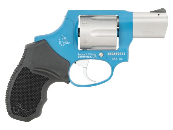 Taurus 2-85629ULC23CH 856 Ultra-Lite Small 38 Special +P 6 Shot 2" Matte Stainless Barrel & Cylinder, Sky Blue Cerakote Aluminum Frame, Black Ribber Grip, Transfer Bar, Safety Concealed Hammer