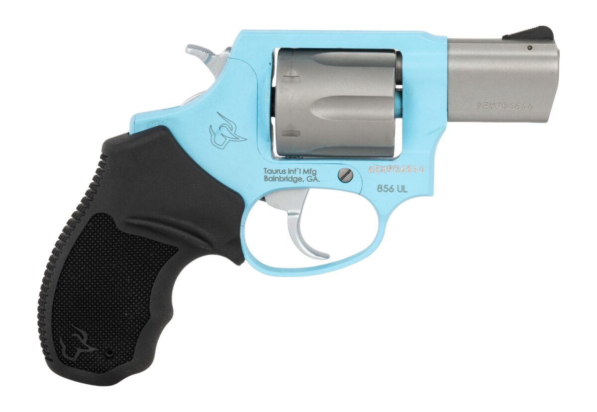 Taurus 2-85629ULC24 856 Ultra-Lite Small 38 Special +P 6 Shot 2" Matte Stainless Barrel & Cylinder, Blue Raspberry Cerakote Aluminum Frame, Black Ribber Grip, Transfer Bar, Safety Concealed Hammer 1 199775