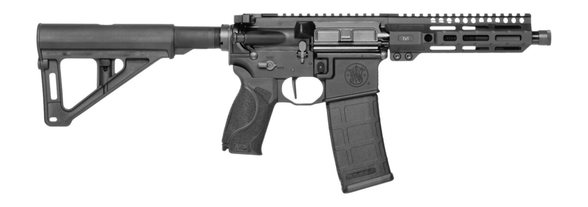 Smith & Wesson 14604 M&P15 Axe 300 Blackout 30+1 8" Black Armornite Threaded Barrel, Black Hardcoat Anodize Aluminum Receiver w/Picatinny Rail, M-LOK Handguard, Black Polymer Magpul BTR Arm Brace, Int 1 200539
