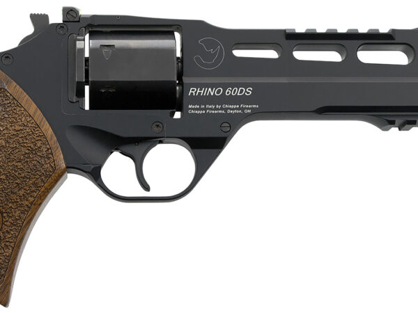 Chiappa Firearms 340167 Rhino 60DS  Large Frame 9mm Luger 6 Shot, 6" Black Anodized Steel Vent Rib Barrel & Cylinder, Black Anodized Aluminum Frame, Walnut Grip, Concealed Hammer