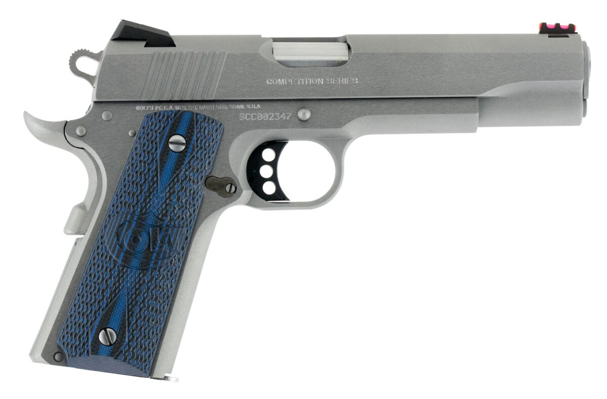 Colt Mfg O1070CCS Competition Government 45 ACP 8+1 5" Stainless National Match Barrel, Serrated Slide & Frame w/Beavertail, Checkered Blue G10 Grip, Ambidextrous 1 35126