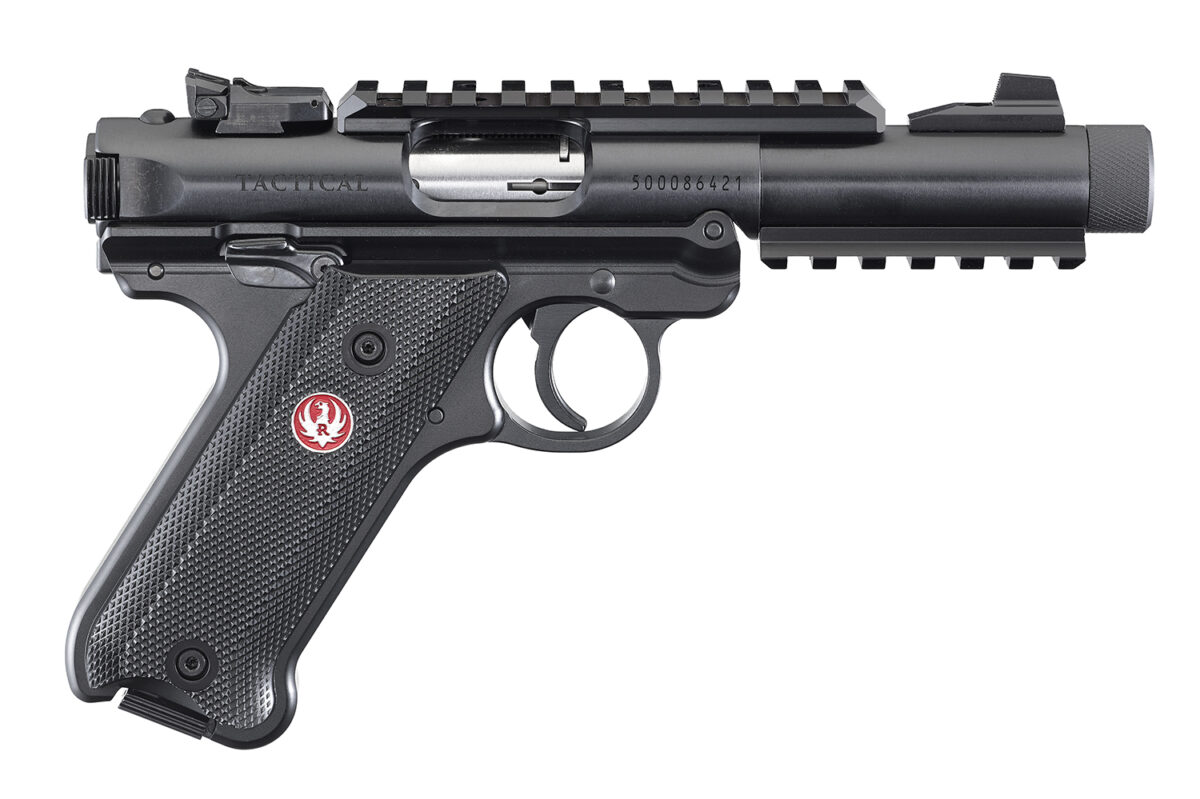 Ruger 40150 Mark IV Tactical 22 LR Caliber with 4.40" Threaded/Picatinny Rail Barrel, 10+1 Capacity, Overall Blued Metal Finish, Checkered Black Polymer Grip & Fixed Sights 1 44366