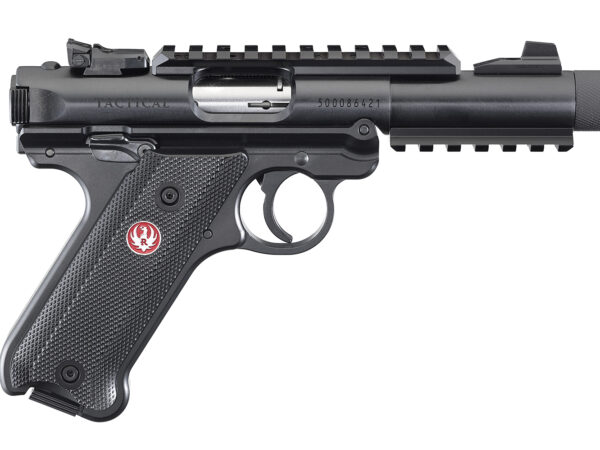 Ruger 40150 Mark IV Tactical 22 LR Caliber with 4.40" Threaded/Picatinny Rail Barrel, 10+1 Capacity, Overall Blued Metal Finish, Checkered Black Polymer Grip & Fixed Sights