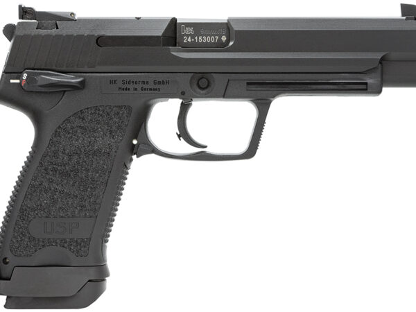 HK 81000363 USP Expert V1 9mm Luger 18+1, 5.19" Black Polygonal Rifled Barrel, Black Serrated Steel Slide, Black Polymer Frame, Black Polymer Grip Ambidextrous