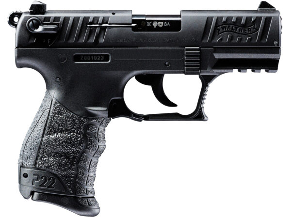 Walther Arms 5120333 P22 *CA Compliant 22 LR 10+1 3.42" Matte Black Tenifer Serrated/Steel Slide, Black Polymer Frame w/Picatinny Rail, Black Interchangeable Backstrap Grips