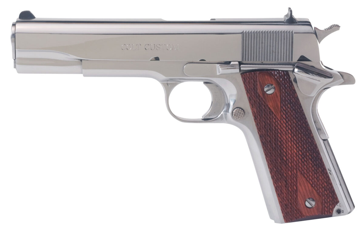 Colt Mfg O1070BSTS 1911 Government 45 ACP 7+1 5" Stainless National Match Barrel, Serrated Slide & Frame w/Beavertail, Redwood Grip 1 102033
