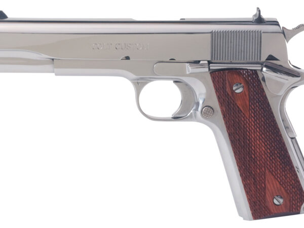 Colt Mfg O1070BSTS 1911 Government 45 ACP 7+1 5" Stainless National Match Barrel, Serrated Slide & Frame w/Beavertail, Redwood Grip