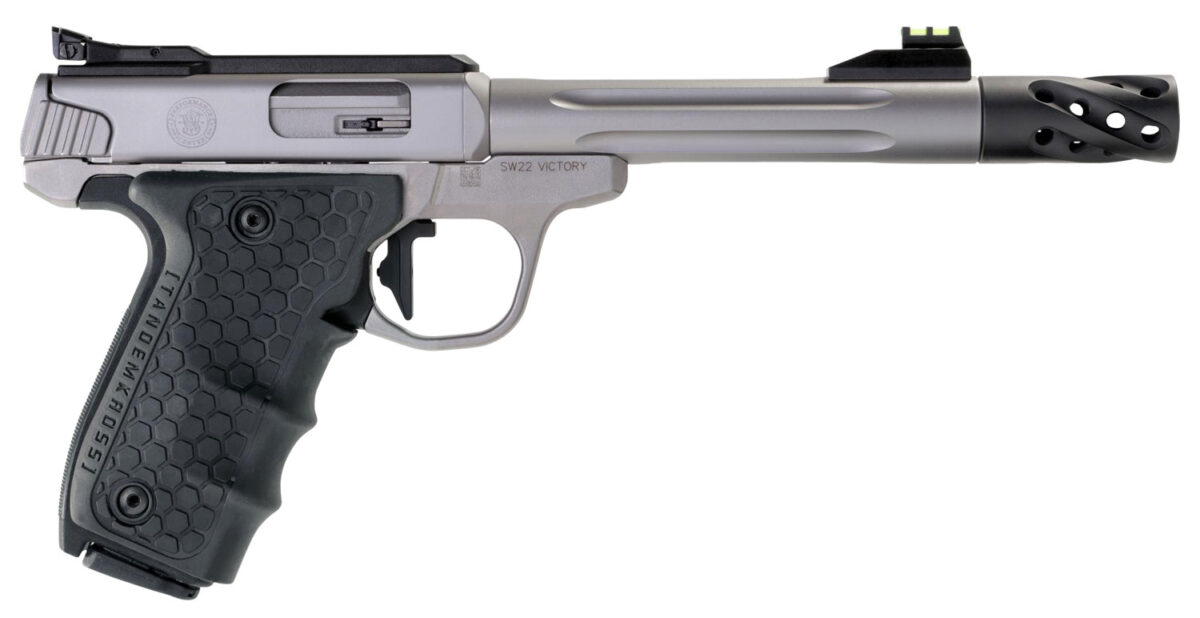 Smith & Wesson 12078 Performance Center Victory Target 22 LR 6" MB 10+1 Stainless Steel Tandemkross Black HiveGrip with Integrated Target Thumb Rest Grip 1 104707