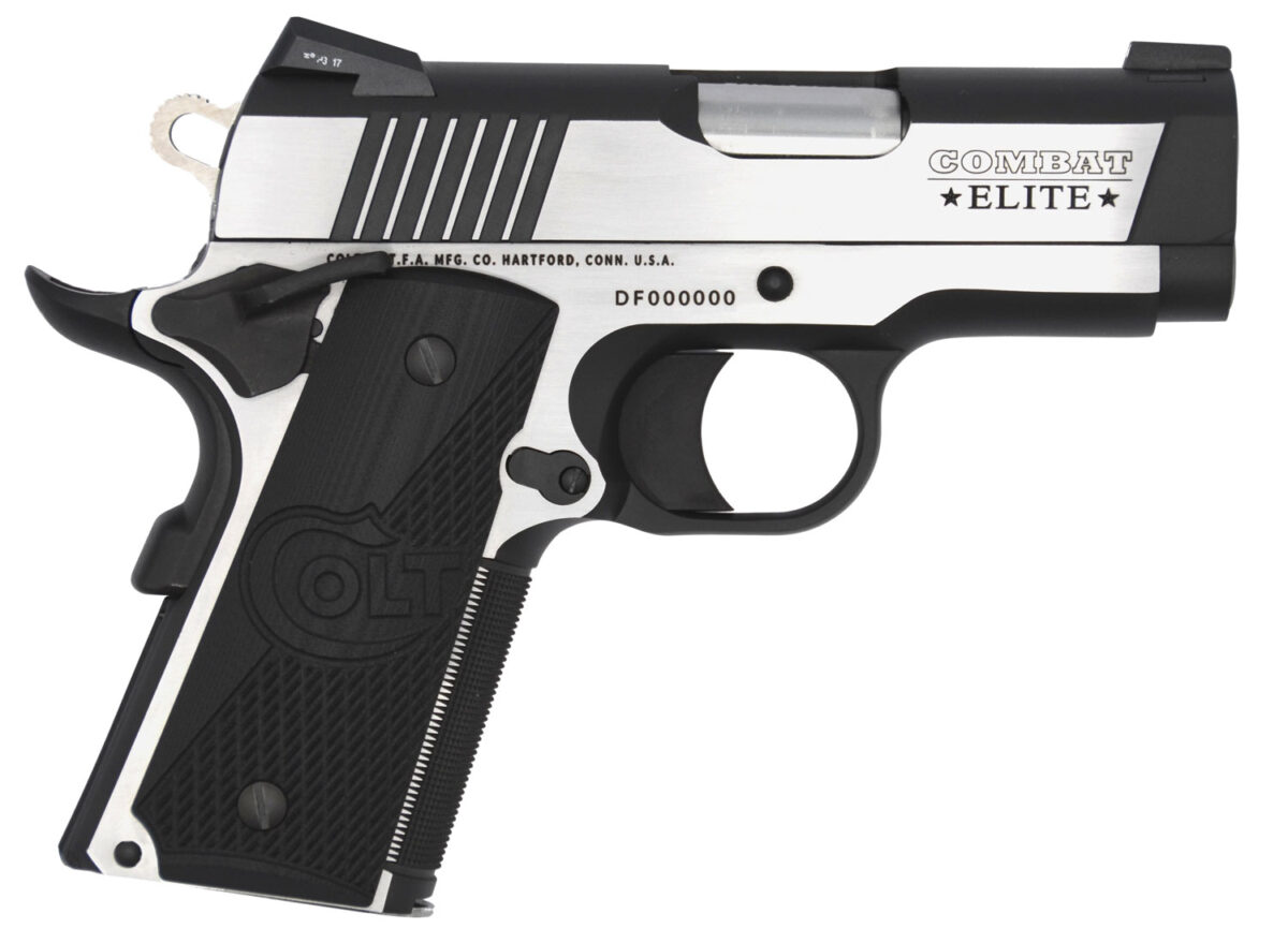 Colt Mfg O7080CE Combat Elite Commander Compact Frame .45 ACP 8+1, 3" Stainless Steel Barrel, Two-Tone Serrated Stainless Steel Slide & Frame w/Beavertail, Black Scalloped G10 Grip, Ambidextrous 1 104957