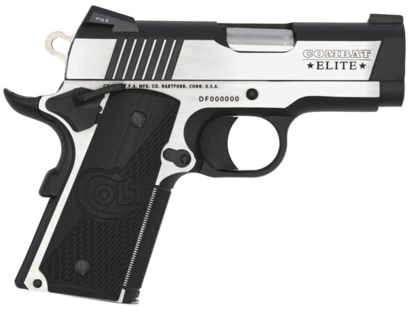Colt Mfg O7080CE Combat Elite Commander Compact Frame .45 ACP 8+1, 3" Stainless Steel Barrel, Two-Tone Serrated Stainless Steel Slide & Frame w/Beavertail, Black Scalloped G10 Grip, Ambidextrous