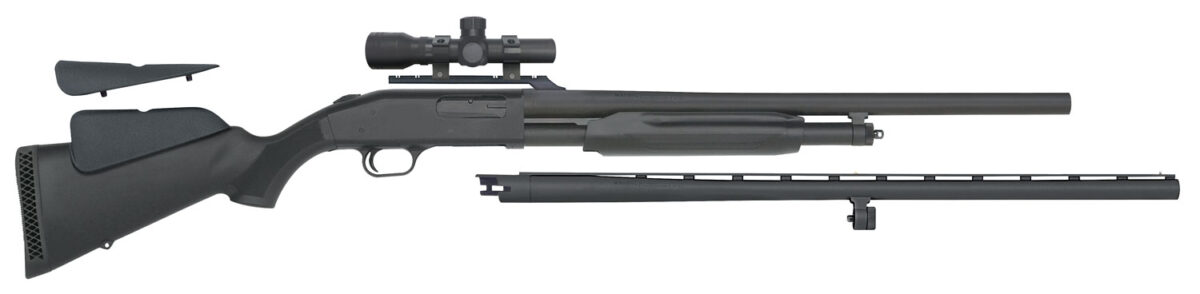 Mossberg 58244 500 Field/Deer 12 Gauge 5+1 3" 28" Vent Rib/24" Slugster Barrels, Blued Metal Finish, Synthetic Dual Comb Stock, Includes Accu-Set Chokes & 2.5x20mm Scope 1 109571