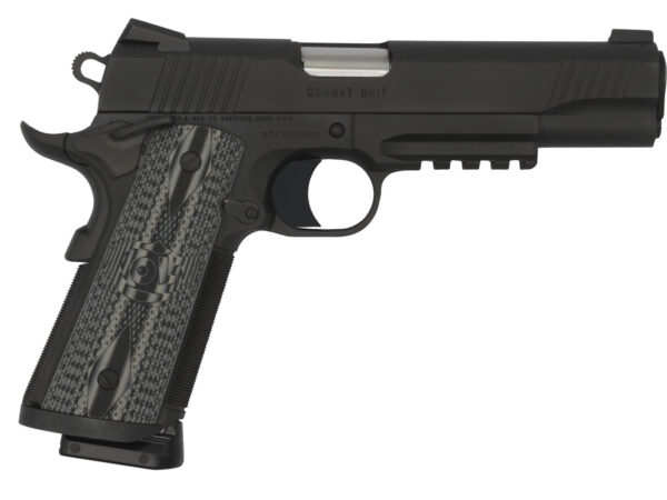 Colt Mfg O1082RGCCU CCU Rail Government 9mm Luger 9+1 5" National Match Barrel, Matte Black DLC Serrated Stainless Steel Slide & Frame w/Picatinny Rail, Black Scalloped G10 Grip, Ambidextrous