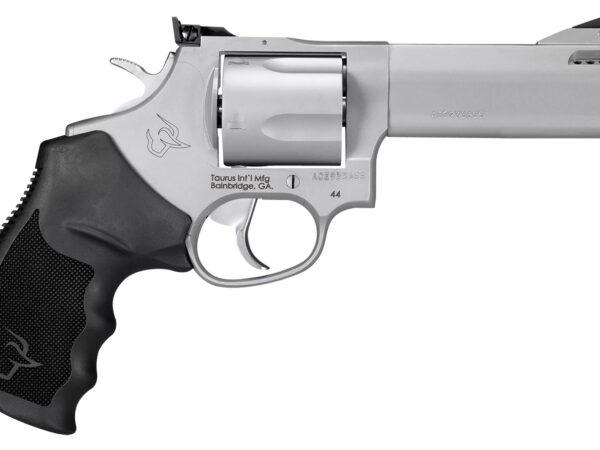 Taurus 2-440049TKR Tracker 44 Medium 44 Rem Mag 5 Shot 4" Matte Stainless Steel Ported Barrel, Cylinder & Frame, Black Ribber Grip, Transfer Bar Safety, Exposed Hammer