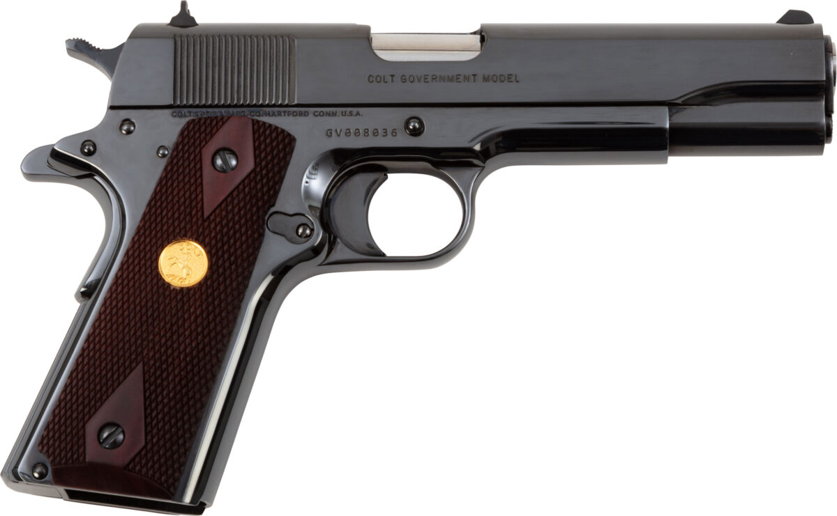 Colt Mfg O1911CRB 1911 Government 45 ACP 7+1 5" Stainless National Match Barrel, Polished Blued Serrated Steel Slide & Frame w/Beavertail, Wood Grip 1 127282