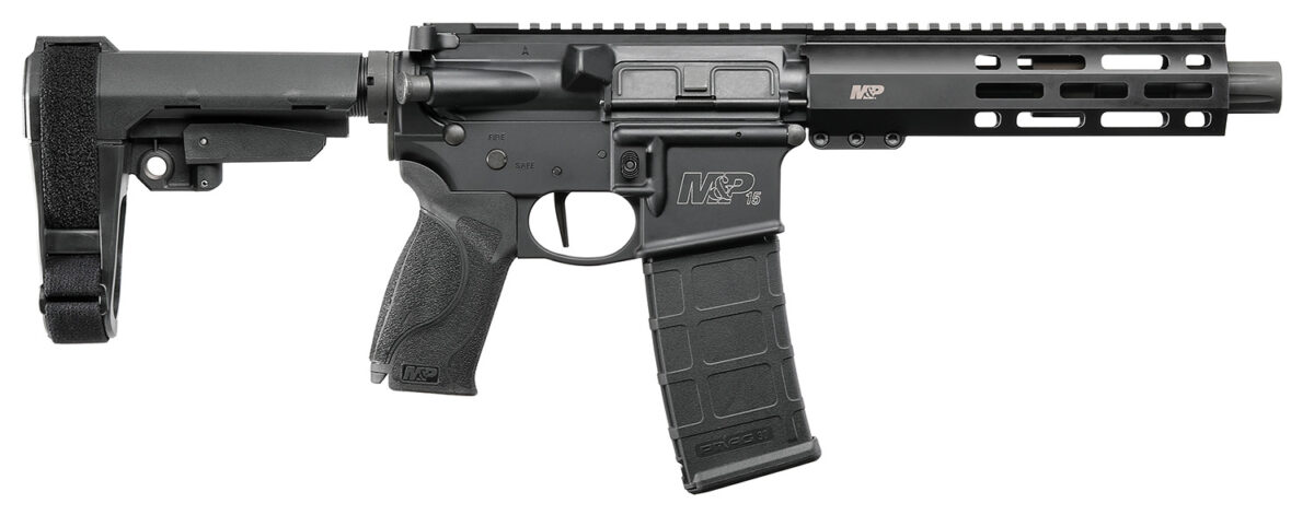 Smith & Wesson 13320 M&P15 Pistol 223 Rem,5.56 NATO 30+1 7.50" Black Armornite Barrel Matte Black Rec Black Adjustable Arm Brace Stock Black Interchangeable Palmswell Grip Right Hand 1 132140
