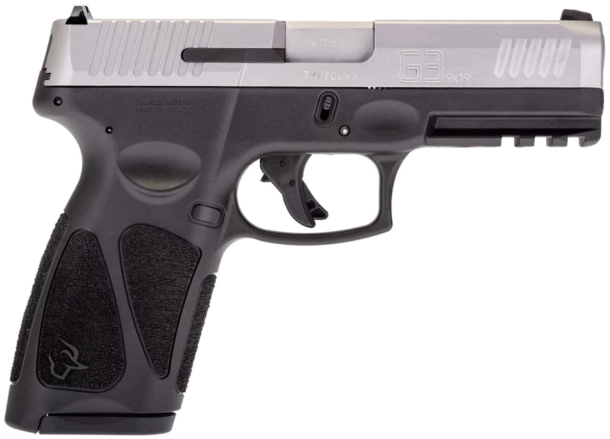 Taurus 1G3B949 G3 Full Size Frame 9mm Luger 15+1/17+1 4" Matte Stainless Steel Barrel, Matte Serrated Stainless Steel Slide, Black Polymer Frame w/Picatinny Rail, Black Polymer Grip, Right Hand 1 135482