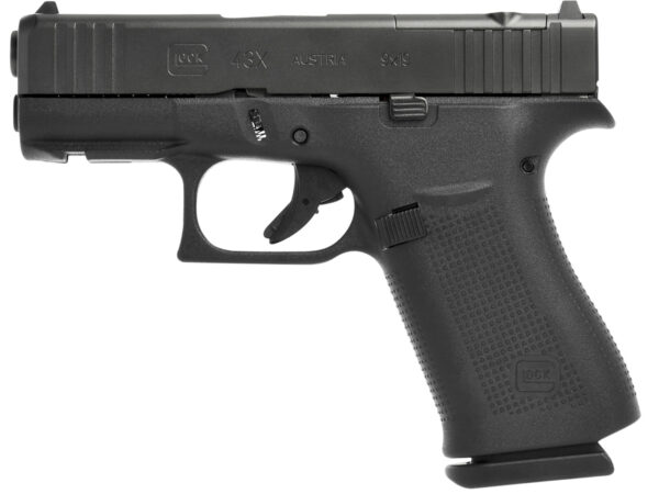 Glock UX4350201FRMOS G43X MOS Slim Sub-Compact 9mm Luger 10+1 3.41" Black GMB Barrel, Black Cerakote MOS Cut/Serrated Slide, Black Polymer Frame w/Beavertail, Black Textured Polymer Grip, Ambidextrous