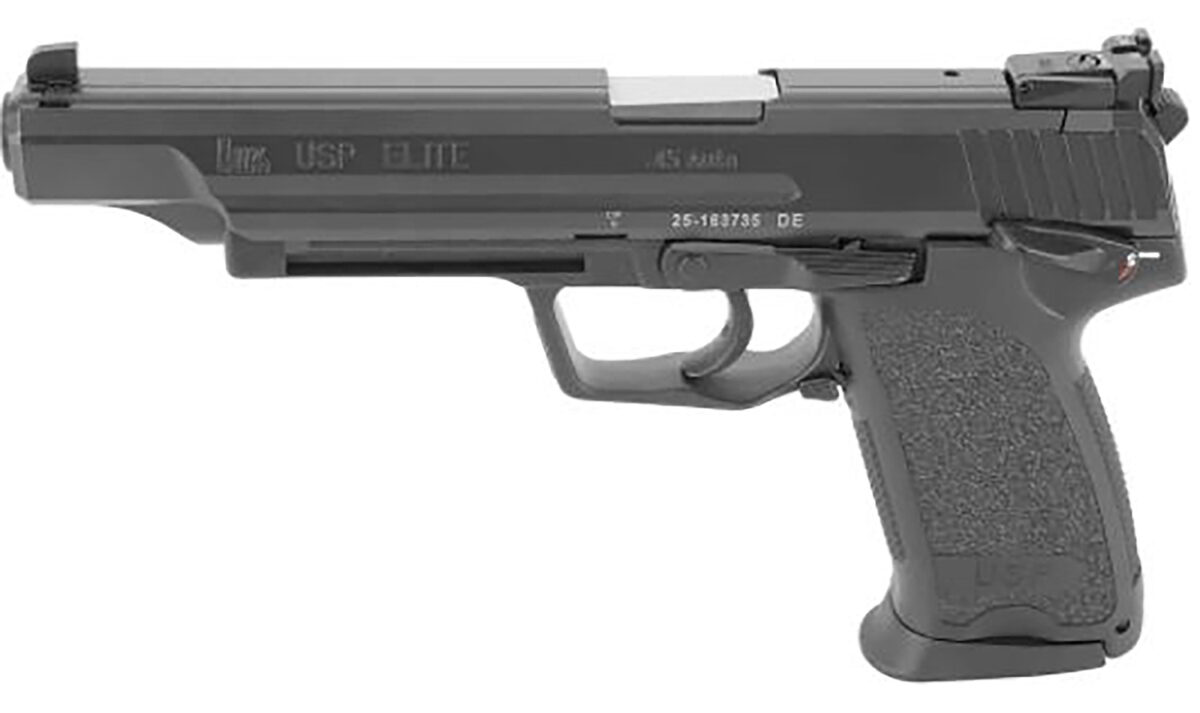 HK 81000367 USP V1 Elite 45 ACP 12+1 6.02" Stainless Stainless Steel Barrel, Black Long/Serrated Steel Slide, Black Polymer Frame, Black Polymer Grip, Includes Two Mags 1 138179