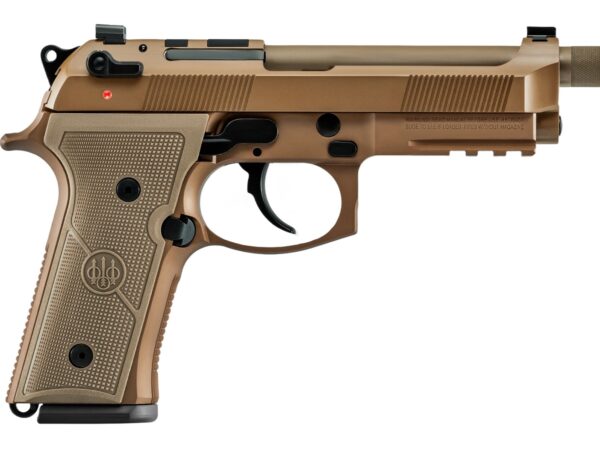 Beretta USA JS92QM9A4M15 M9A4 Centurion 9mm Luger 4.80" Barrel 15+1, Flat Dark Earth Cerakote Polymer Frame, Serrated Steel Optic Cut Slide, Polymer Grip & Decocker Only Safety