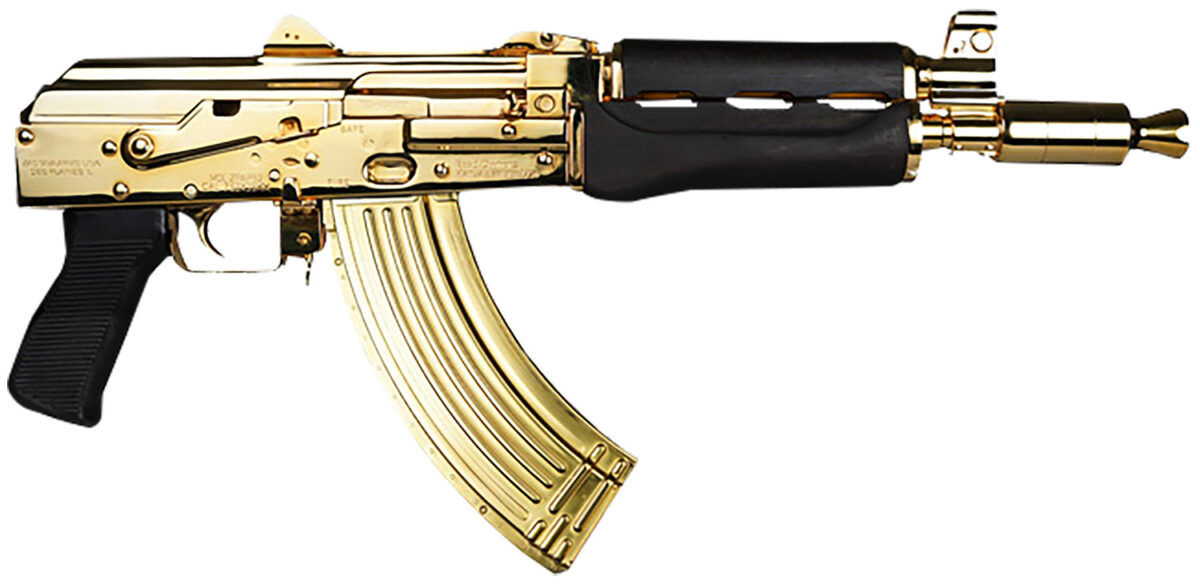 Zastava Arms Usa ZP92762MGL ZPAP 92 7.62x39mm 30+1 10" 24K Gold Plated/Cold Hammer Forged, Chrome Lined Barrel, Steel 24K Gold Plated Receiver, Dark Walnut Grips 1 149513
