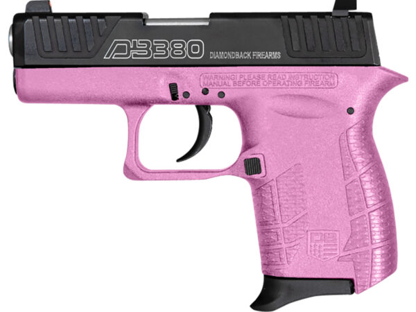 Diamondback DB0100E112 DB380 Gen4 Micro-Compact Frame 380 ACP 6+1, 2.80" Stainless Steel Barrel, Nickel Boron Serrated Stainless Steel Slide, Pink Polymer Frame w/Beavertail & Grip