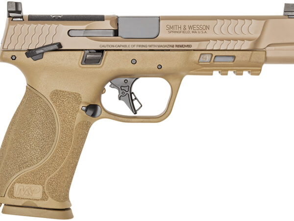 Smith & Wesson 13569 M&P M2.0  Full Size 9mm Luger 17+1, 5" Black Armornite Steel Barrel, Flat Dark Earth Armornite Optic Ready/Serrated Stainless Steel Slide & Polymer Frame w/Picatinny Rail