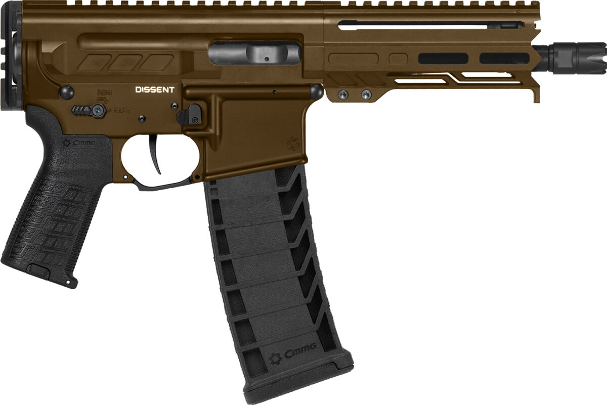 CMMG 94A6867MB Dissent MK4 9mm Luger 33+1 6.50", Midnight Bronze Rec, Picatinny Brace Adapter, 5.50" M-LOK Handguard, Left Side Charging Handle, Zeroed Linear Comp, Zeroed Drop-In Single Stage Trigger 1 153762