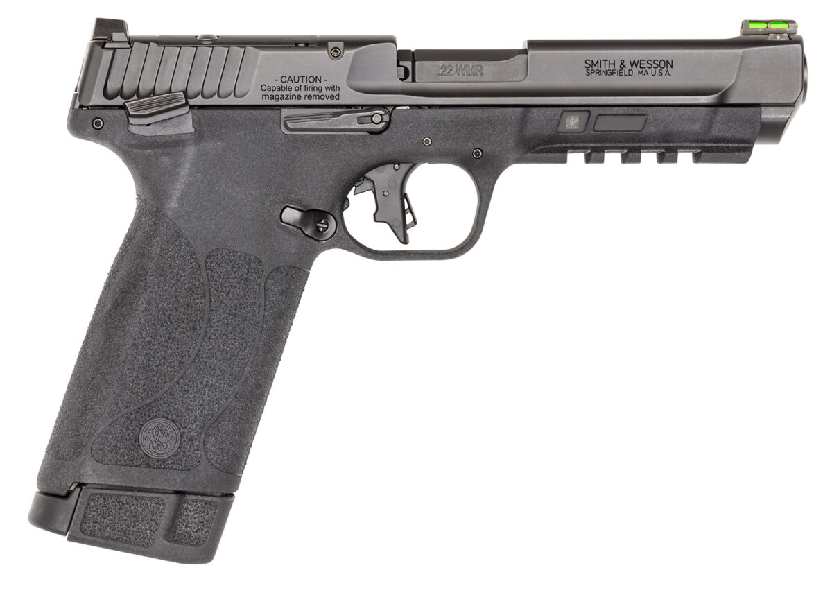 Smith & Wesson 13433 M&P 22 Magnum 22 WMR 30+1 (2) 4.35" Tempo Barrel System, Black, Polymer Frame with Pic. Rail, Optic Cut Slide, Fiber Optic Sight, Flat Faced Trigger, Ambi Controls 1 157452
