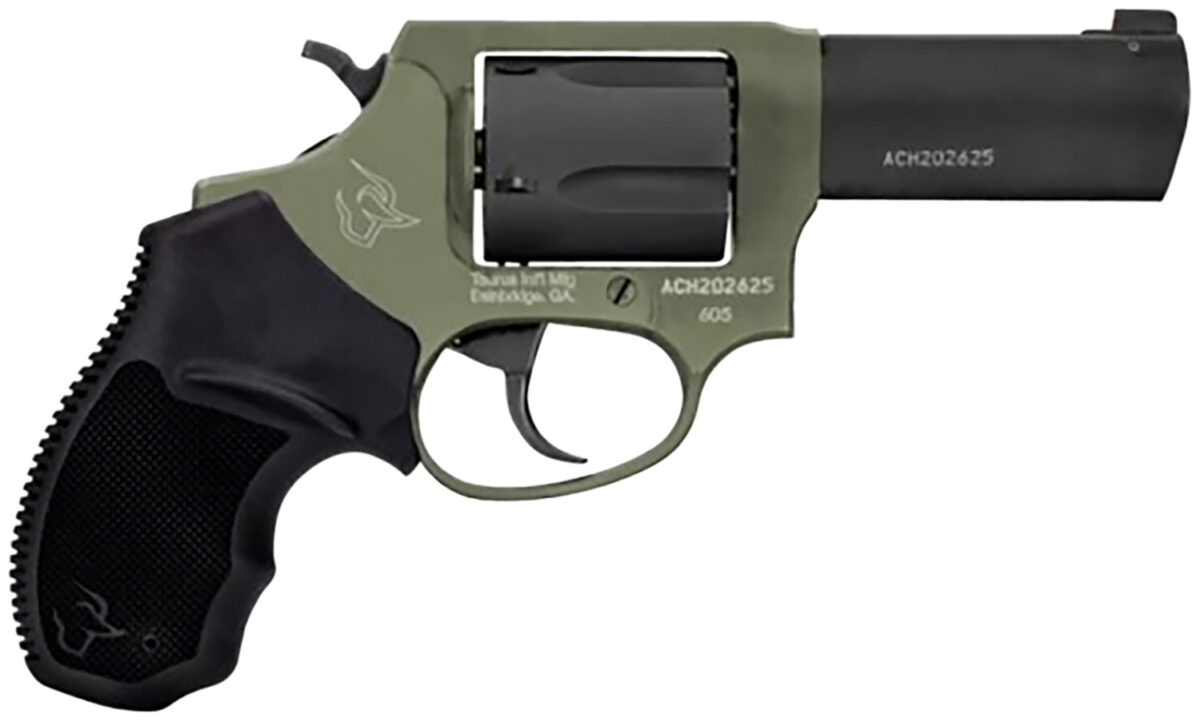 Taurus 260531F Defender 605 SA/DA 357 Mag/38 Special +P 5rd 3", Black Barrel/Cylinder, Sniper Green Frame, Black Hogue Rubber Grip, Fixed Front Sight 1 157734