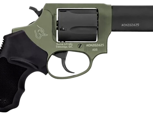 Taurus 260531F Defender 605  SA/DA 357 Mag/38 Special +P 5rd 3", Black Barrel/Cylinder, Sniper Green Frame, Black Hogue Rubber Grip, Fixed Front Sight