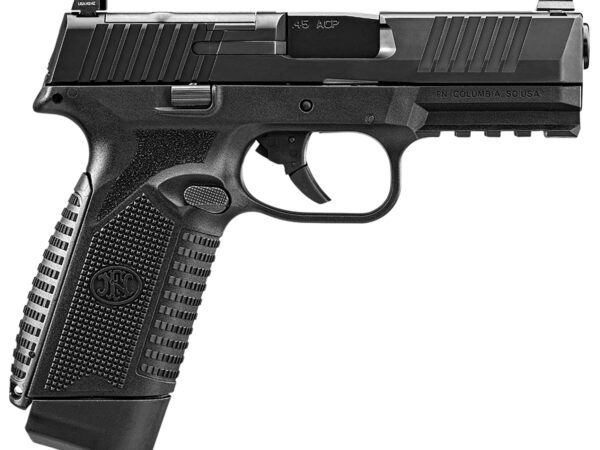 FN 66101387 545 MRD Full Size Frame 45 ACP 15+1, 4.10" Black Target Crown Steel Barrel, Black PVD Optic Cut/Serrated Steel Slide & Polymer Frame w/Picatinny Rail,  Ambidextrous