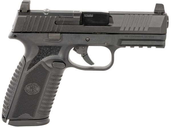 FN 66101379 510 MRD Full Size 10mm Auto 15+1, 4.10" Black Target Crown Steel Barrel, Black PVD Optic Cut/Serrated Steel Slide & Polymer Frame w/Picatinny Rail, Ambidextrous